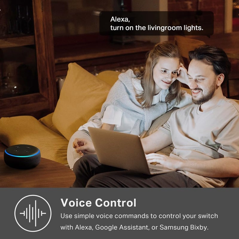 Kasa Smart مفتاح 2-جهاز HS200-2، قطب واحد، يتطلب سلك محايد، مفتاح ضوء واي فاي 2.4GHz متوافق مع أليكسا وجوجل هوم، معتمد من UL، لا حاجة إلى محور، أبيض - Image 3